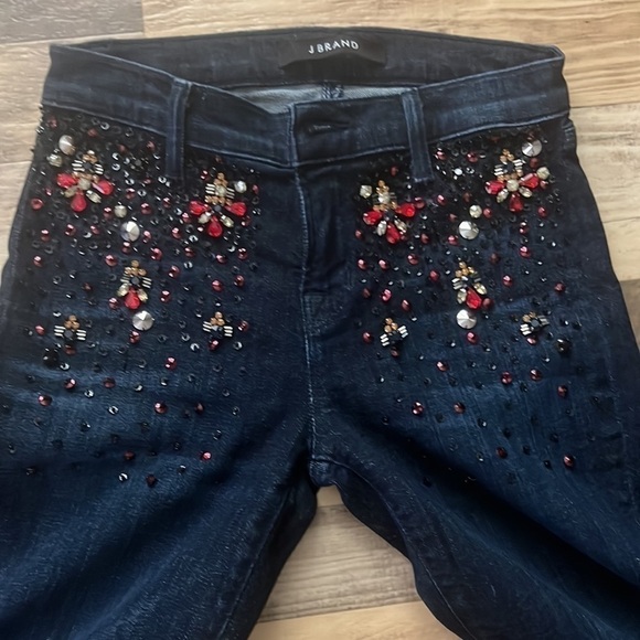 J Brand Charlotte Dark Wash Embellished Bootcut Jeans Denim Size 25 - Picture 7 of 10